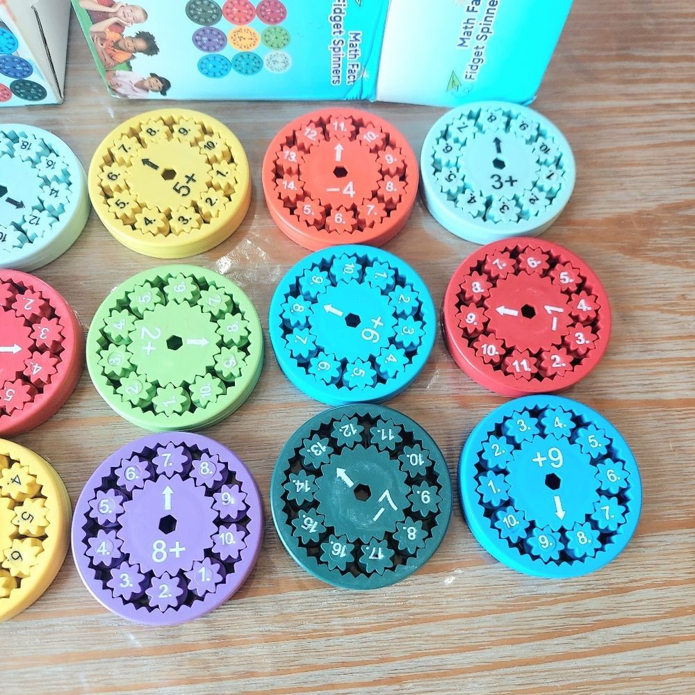 Math Fact Fidget Spinner Set Toy Learning Addition Subtraction Multiply Divide - Picture 3 of 5